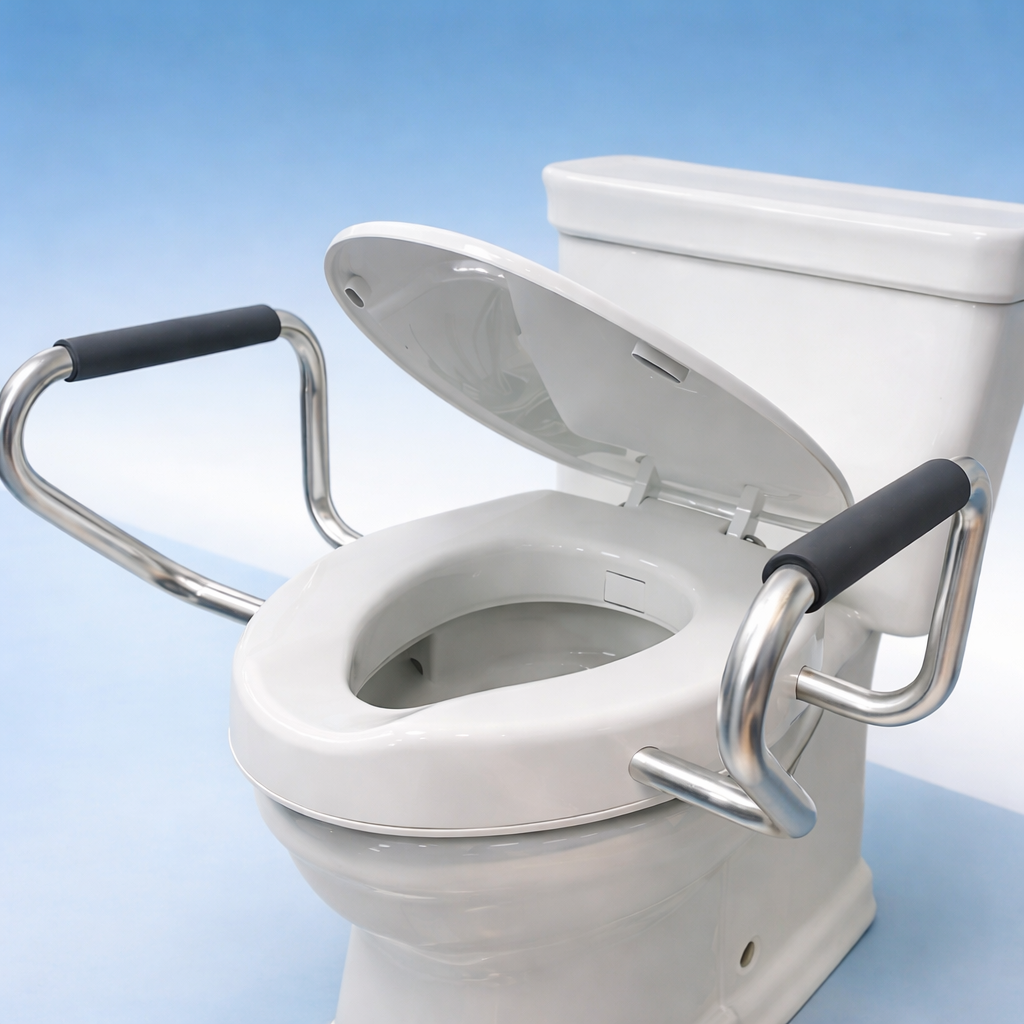 Toilet Seat Riser&Toilet Seat with Support Arms&Bidet Seat Riser with handles & All-In-One Toilet Safety & Hygiene System