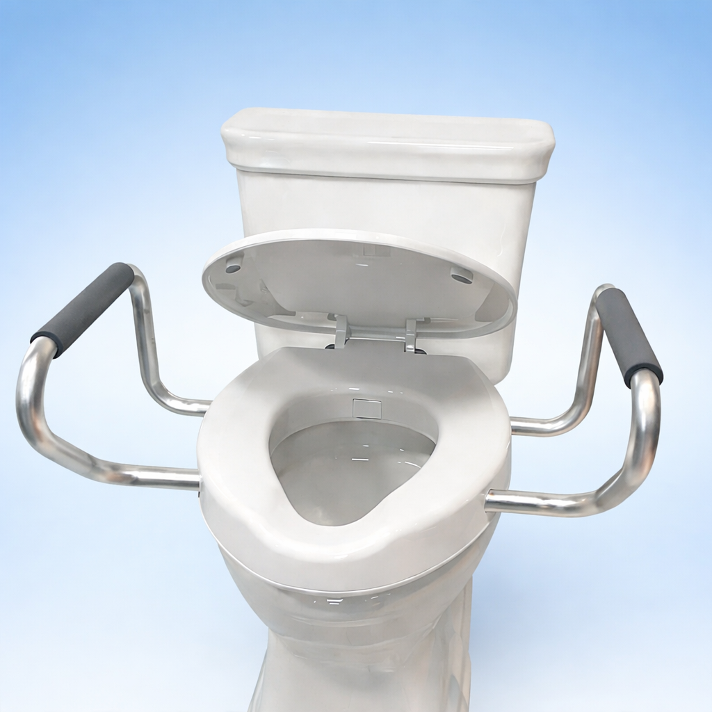 Toilet Seat Riser&Toilet Seat with Support Arms&Bidet Seat Riser with handles & All-In-One Toilet Safety & Hygiene System